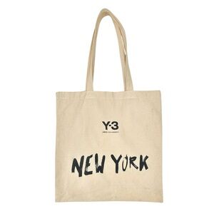 Y-3 Yohji Yamamoto x Adidas Natural Tan New York Printed Cotton Canvas Tote Bag